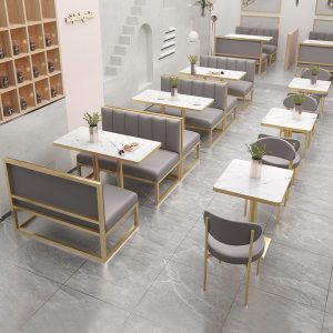 Bàn ghế Quán trà sữa bắc âu Bàn ghế ăn quán cà phê cửa hàng tráng miệng đôi ghế sofa nhà hàng Bàn ghế ăn hoàn chỉnh