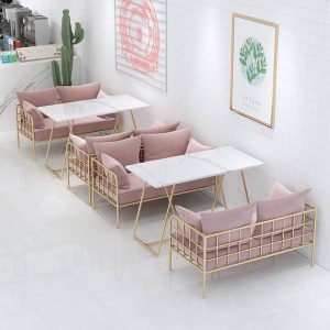 Bàn ghế quán trà sữa Bàn ghế đơn giản và tươi mát quán tráng miệng quán bánh quán cà phê khu vực phòng chờ ghế sofa - Hình 4