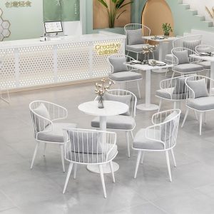 Bàn ghế Quán trà sữa Bàn ghế nhà hàng quán tráng miệng quán cà phê kiểu ins một Bàn bốn ghế văn phòng bán hàng đàm phán