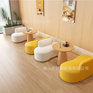 Bàn ghế Quán trà sữa Bàn ghế quán tráng miệng quán cà phê ghế sofa băng ghế tựa vào tường Bàn ghế thư giãn thương mại - Hình 3