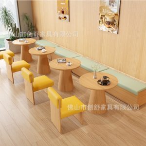 Bàn ghế Quán trà sữa Bàn ghế quán tráng miệng quán cà phê ghế sofa băng ghế tựa vào tường Bàn ghế thư giãn thương mại - Hình 4