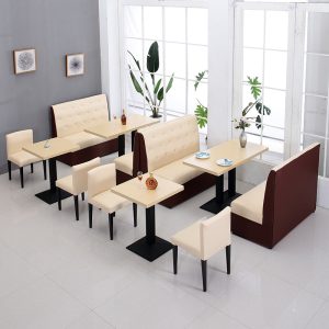 Bàn ghế quán trà sữa đơn giản ghế đôi sofa cà phê nhà hàng tây Hamburg Bàn ăn Bàn ghế thương mại - Hình 3