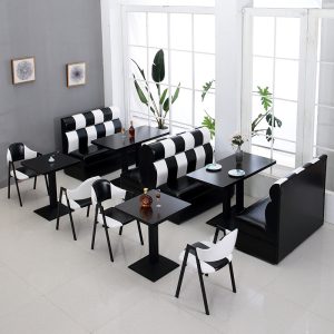 Bàn ghế quán trà sữa đơn giản ghế đôi sofa cà phê nhà hàng tây Hamburg Bàn ăn Bàn ghế thương mại
