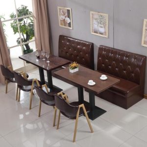 Bàn ghế quán trà sữa đơn giản ghế đôi sofa cà phê nhà hàng tây Hamburg Bàn ăn Bàn ghế thương mại - Hình 4