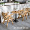 Bàn ghế Quán trà sữa nổi tiếng Bàn ghế gỗ đặc phong cách cổ điển kiểu Mỹ quán cà phê nhà hàng thanh giải trí dựa vào tường ghế ăn mây