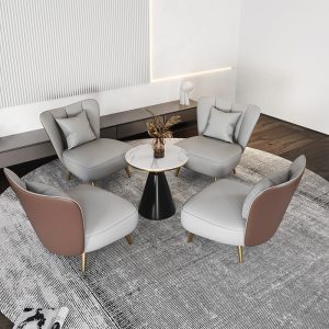 Bàn ghế Quán trà sữa phong cách bắc âu một Bàn bốn ghế quán cà phê ghế sofa đơn Bàn ghế ghế sofa vải đơn giản