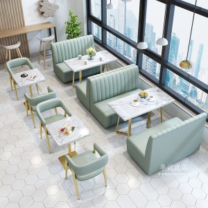 Bàn ghế quán trà sữa quán cà phê Bàn ghế nhà hàng tây bánh hamburger cửa hàng tráng miệng quán ăn nhẹ dựa vào tường ghế sofa - Hình 2