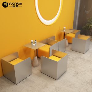 Bàn ghế Quán trà sữa quán cà phê phong cách công nghiệp thép không gỉ ghế sofa cửa hàng tráng miệng cửa hàng bánh thường đàm phán Bàn ghế - Hình 2