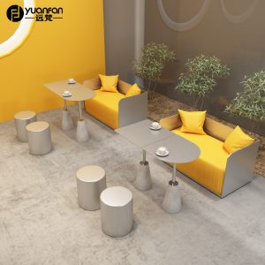 Bàn ghế Quán trà sữa quán cà phê phong cách công nghiệp thép không gỉ ghế sofa cửa hàng tráng miệng cửa hàng bánh thường đàm phán Bàn ghế - Hình 3