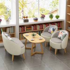 Bàn ghế Quán Trà Sữa Sofa Ăn Nhà Hàng Món Tráng Miệng Làm Bánh Thường Đơn Đôi Ghế Bộ bàn Ghế Cafe - Hình 3