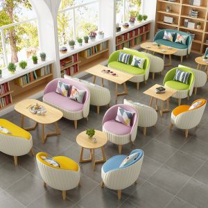 Bàn ghế Quán Trà Sữa Sofa Ăn Nhà Hàng Món Tráng Miệng Làm Bánh Thường Đơn Đôi Ghế Bộ bàn Ghế Cafe - Hình 4