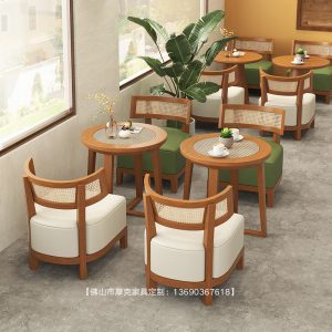Bàn ghế Quán trà sữa tráng miệng Bàn ghế quán cà phê nhà hàng ghế sofa thương mại đồ ăn nhanh cửa hàng bánh mì kẹp thịt bán hàng Bàn ghế văn phòng - Hình 2