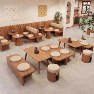 Bàn ghế Quán trà sữa và Cafe: Thẻ ghế sofa, bàn ghế kết hợp, quầy bar thương mại - Hình 2