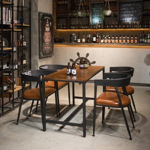 Bàn ghế Quầy bar Bàn ghế quán trà sữa Phong cách công nghiệp giản dị Bàn ăn gỗ nguyên khối Cafe Đồ uống lạnh Bàn ghế khách sạn - Hình 3