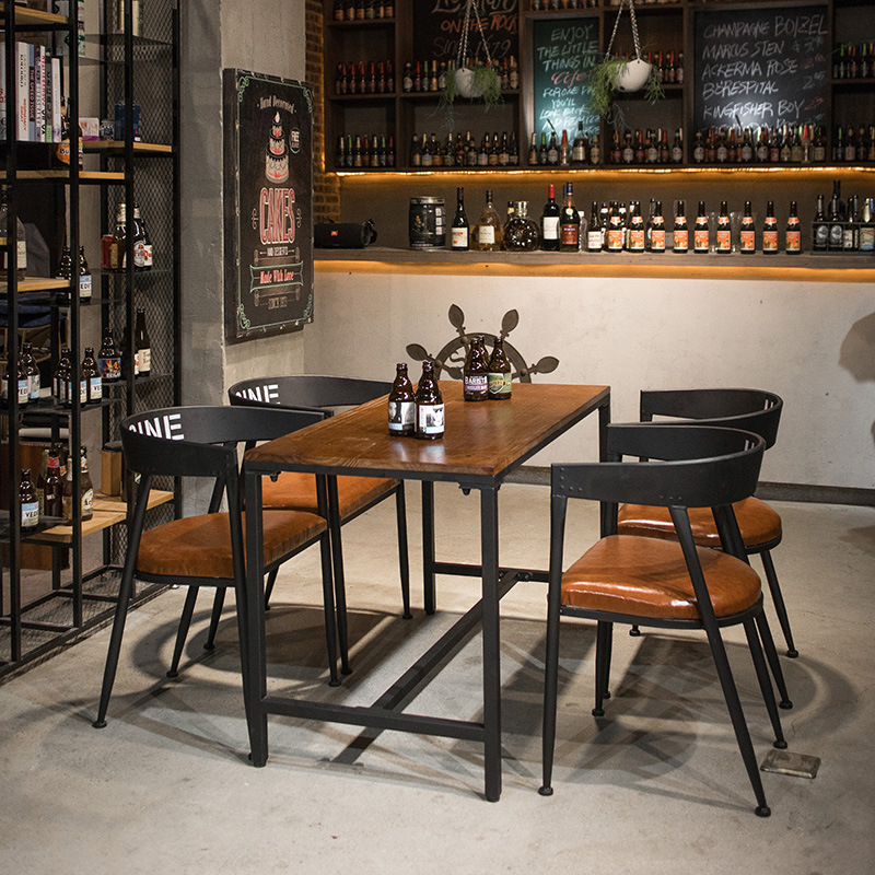 Bàn ghế Quầy bar Bàn ghế quán trà sữa Phong cách công nghiệp giản dị Bàn ăn gỗ nguyên khối Cafe Đồ uống lạnh Bàn ghế khách sạn - Hình 3 Bàn ghế Quầy bar Bàn ghế quán trà sữa Phong cách công nghiệp giản dị Bàn ăn gỗ nguyên khối Cafe Đồ uống lạnh Bàn ghế khách sạn - Hình 3