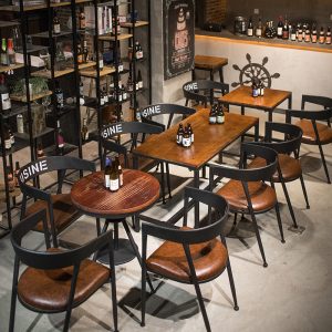 Bàn ghế Quầy bar Bàn ghế quán trà sữa Phong cách công nghiệp giản dị Bàn ăn gỗ nguyên khối Cafe Đồ uống lạnh Bàn ghế khách sạn