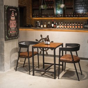 Bàn ghế Quầy bar Bàn ghế quán trà sữa Phong cách công nghiệp giản dị Bàn ăn gỗ nguyên khối Cafe Đồ uống lạnh Bàn ghế khách sạn - Hình 4