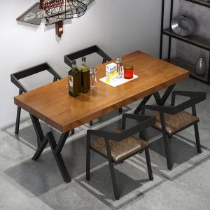 Bàn ghế Quầy Bar Hiện Đại Nhà Hàng Nướng Bar Phong Cách Công Nghiệp Bàn Ăn Gỗ Chắc Chắn Lẩu Hình Chữ Nhật Bàn Ghế Cafe - Hình 3