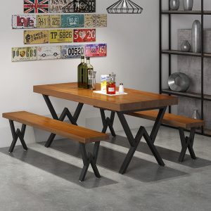Bàn ghế Quầy Bar Hiện Đại Nhà Hàng Nướng Bar Phong Cách Công Nghiệp Bàn Ăn Gỗ Chắc Chắn Lẩu Hình Chữ Nhật Bàn Ghế Cafe - Hình 4