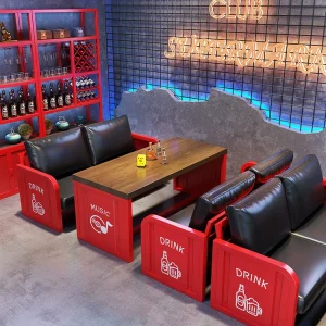 Bàn Ghế Quầy Bar Phong Cách Công Nghiệp: Quầy Bar Trong Suốt Bằng Gỗ Nguyên Khối, Ăn Uống Quầy Bar, Sàn Sofa, Cửa Hàng Thịt Nướng Container Bistro, Ghế Sofa Thương Mại