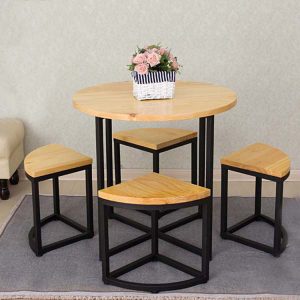 Bàn ghế Quốc gia Mỹ Bàn gỗ đặc quán cà phê thanh giải trí Bàn tròn ghế nhà hiện đại ban công Bàn ăn bằng sắt rèn
