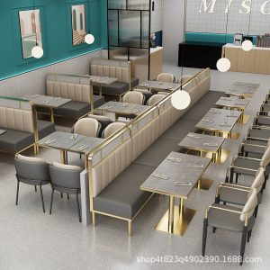 Bàn ghế sang trọng nhà hàng tây ăn lẩu nhà hàng tường ghế sofa cafe ăn uống quầy bar Bàn ghế thương mại - Hình 2