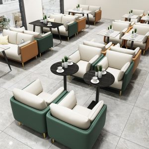 Bàn ghế sang trọng quán cà phê tráng miệng quán trà sữa nhà hàng tây Bàn ghế giải trí bộ phận bán hàng đàm phán tiếp tân ghế sofa - Hình 3