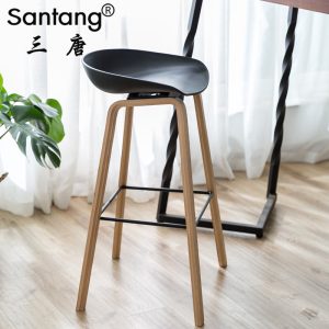 Bàn ghế Santang đơn giản hiện đại Bắc Âu gỗ cao phân thanh giải trí ghế cafe thời trang ghế quầy bar nhựa - Hình 2