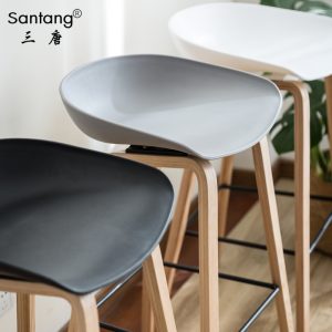 Bàn ghế Santang đơn giản hiện đại Bắc Âu gỗ cao phân thanh giải trí ghế cafe thời trang ghế quầy bar nhựa - Hình 3