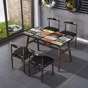 Bàn ghế Sắt Rèn Công Nghiệp Chủ Đề Gió Quán Cà Phê Nhà Hàng Phương Tây Bàn Ghế Quầy Bar Trà Sữa Đồ Ăn Nhanh Thịt Nướng Bàn Ăn - Hình 2