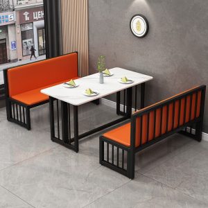 Bàn ghế Sắt rèn ghế sofa cửa hàng thịt nướng Bàn đôi và ghế thức ăn nhanh quầy bar bán đồ ăn nhanh Bàn ăn và ghế quầy bar Ghế đón ba người - Hình 3