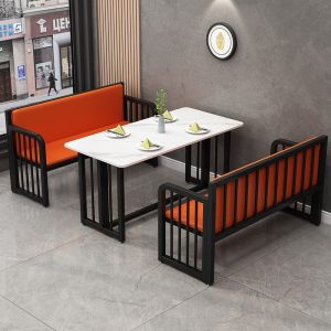 Bàn ghế Sắt rèn ghế sofa cửa hàng thịt nướng Bàn đôi và ghế thức ăn nhanh quầy bar bán đồ ăn nhanh Bàn ăn và ghế quầy bar Ghế đón ba người