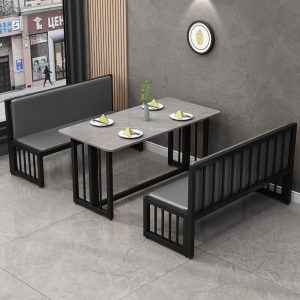 Bàn ghế Sắt rèn ghế sofa cửa hàng thịt nướng Bàn đôi và ghế thức ăn nhanh quầy bar bán đồ ăn nhanh Bàn ăn và ghế quầy bar Ghế đón ba người - Hình 4