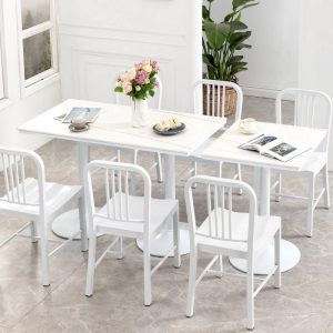 Bàn ghế sắt rèn hiện đại quán trà sữa ngoài trời quán ăn phong cách ins Bàn đá phiến trắng ghế tựa - Hình 2