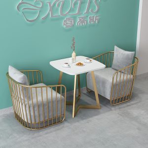 Bàn ghế sofa giải trí quán cà phê nhà hàng phương tây ghế sofa lưới món tráng miệng màu đỏ quán trà sữa Bàn ghế đá cẩm thạch - Hình 2