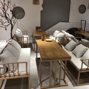 Bàn ghế Sofa phong cách Trung Quốc mới sang trọng Zen cafe bar giải trí thanh khách sạn rèn sắt giả vân gỗ ghế Bàn ghế - Hình 3