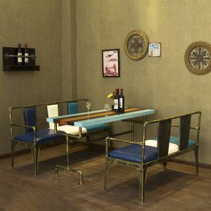 Bàn ghế Sofa sắt rèn phong cách cổ điển cafe bar trà sữa cửa hàng lẩu Bàn ăn phong cách công nghiệp Bàn ăn và ghế có thể được - Hình 2