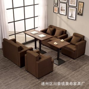 Bàn ghế Sofa Vải Da Đàm Phán Bàn Ghế Đơn Giản Thông Thường Món Tráng Miệng Quán Trà Sữa Món Tây Quán Cà Phê Ghế Văn Phòng - Hình 2