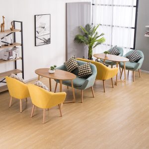 Bàn ghế Sofa vải gỗ chắc chắn Bàn ăn và ghế giải trí sân cafe tiệm bánh trà sữa ghế đơn giản sáng tạo - Hình 2