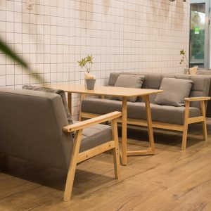 Bàn ghế Sofa văn phòng Bàn cà phê quán trà sữa Bàn ghế món tráng miệng cafe khu vực nghỉ ngơi đơn giản giản dị ghế đôi - Hình 2