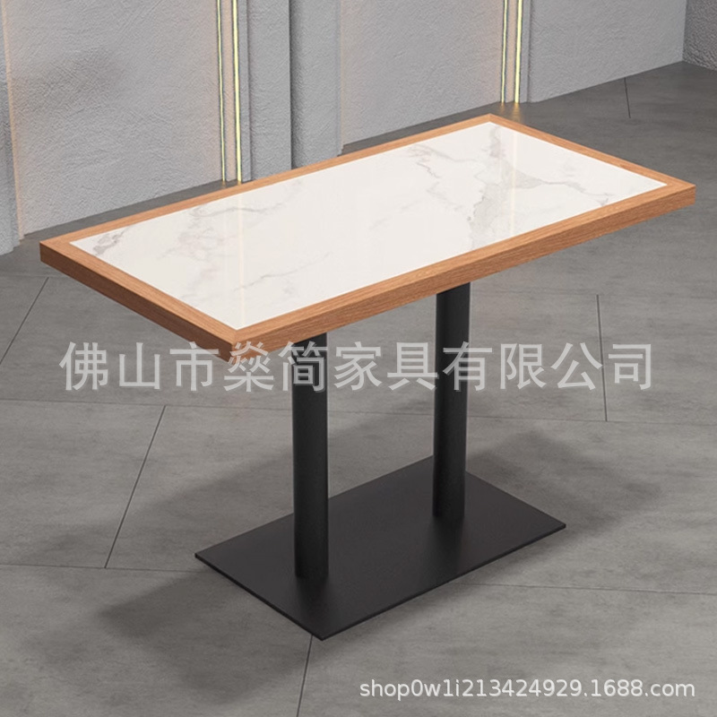 Bàn ghế Tấm đá viền gỗ chắc chắn Bàn ăn chủ đề quán cà phê Nhà hàng Trung Quốc và phương Tây quán trà sữa Bàn lẩu Bàn hình chữ nhật thương mại - Hình 2 Bàn ghế Tấm đá viền gỗ chắc chắn Bàn ăn chủ đề quán cà phê Nhà hàng Trung Quốc và phương Tây quán trà sữa Bàn lẩu Bàn hình chữ nhật thương mại - Hình 2