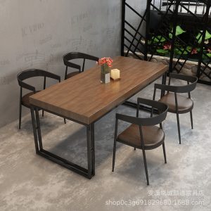 Bàn ghế Thanh Nướng Nhà Hàng Công Nghiệp Phong Cách Sắt Nghệ Thuật Bàn Ăn Gỗ Thương Mại Bàn Ghế Cafe - Hình 2