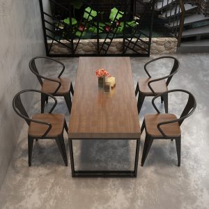 Bàn ghế Thanh Nướng Nhà Hàng Lẩu Công Nghiệp Gió Đăng Nhập Bàn Ăn Gỗ Hình Chữ Nhật Bàn Ghế