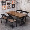 Bàn ghế Thanh thanh Bàn ăn và ghế Bàn ăn cafe phong cách công nghiệp thịt nướng sắt rèn gỗ đặc Bàn lẩu