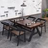 Bàn ghế thanh thịt nướng thanh nhạc nhà hàng sắt rèn Bàn ăn gỗ hình chữ nhật gió công nghiệp Bàn ghế cafe
