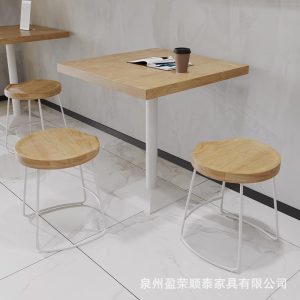 Bàn ghế Thương mại Bàn ghế ăn bằng gỗ nguyên khối trà sữa cửa hàng tráng miệng Bàn tròn vuông phong cách cổ điển quán cà phê Bàn đàm phán giải trí Bàn ghế - Hình 4