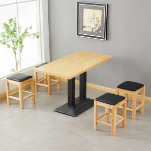 Bàn ghế Thương mại chuỗi cửa hàng thức ăn nhanh nhà hàng mì ăn nhẹ phục vụ món cay tấm Bàn ăn bằng gỗ ăn sáng khách sạn Bàn ghế ghế đẩu vuông bằng gỗ - Hình 2