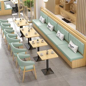 Bàn ghế Tòa nhà trà sữa buổi sáng Nhà hàng phương Tây ghế ghế sofa Bàn ăn và ghế dựa vào tường nhà hàng lẩu cà phê burger phong cách Hồng Kông trọn bộ - Hình 3