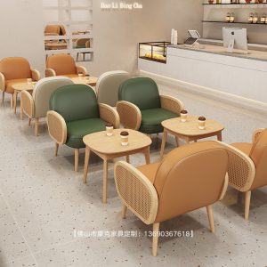 Bàn ghế Tráng Miệng Quán Trà Sữa Nhà Hàng Tây Ghế Sofa Cafe Phòng Kinh Doanh Quán 4S Lễ Tân Đàm Phán Sách Đôi Bàn Ghế Quầy Bar - Hình 3
