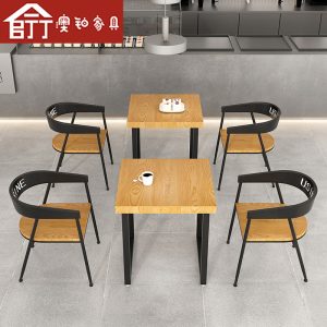 Bàn ghế Úc bạch kim hiện đại Bàn ăn gỗ nguyên khối Bàn tròn thương mại quán cà phê quán trà sữa Bàn ghế nhà hàng chuỗi cửa hàng Bàn vuông nhỏ - Hình 2